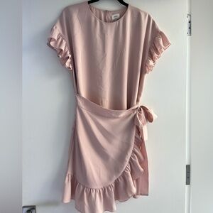Aritzia blush wrap around mini dress